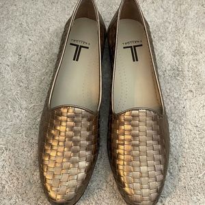 Trotters gold slip on shoes